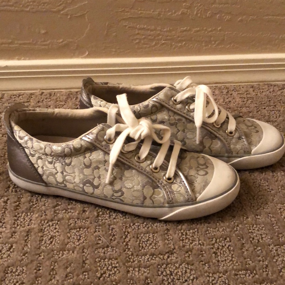Coach silver lurex tennis shoes